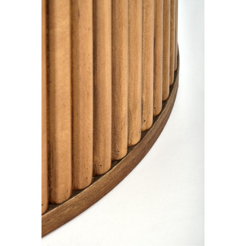 BRUNO stół okrągły, biały marmur / orzechowy (2p 1szt)