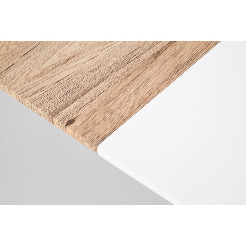 CALIBER stół rozkładany biały / dąb san remo (1p 1szt)