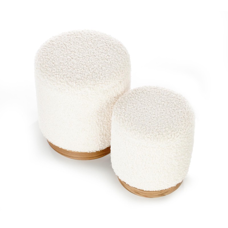 CANCUN zestaw 2 puf, kremowy / naturalny (1p 1kpl)