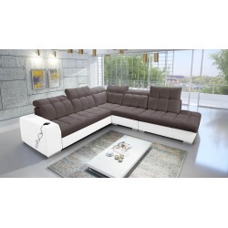Prisma IX corner sofa with a sleeping function, USB port, and bedding storage - Velvet | Pet friendly, Terra 26 + Eco-leather Prisma IX corner sofa with a sleeping function, USB port, and bedding storage - Velvet | Pet friendly, Terra 26 + Eco-leather