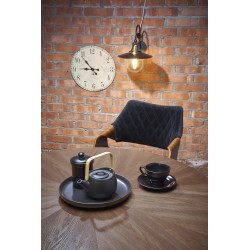 CARMELO stół okrągły, blat - orzech, noga - czarny (3p 1szt)