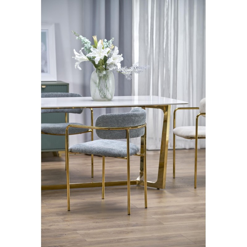 CLEMENTE stół blat - biały marmur, nogi - złoty (2p 1szt)