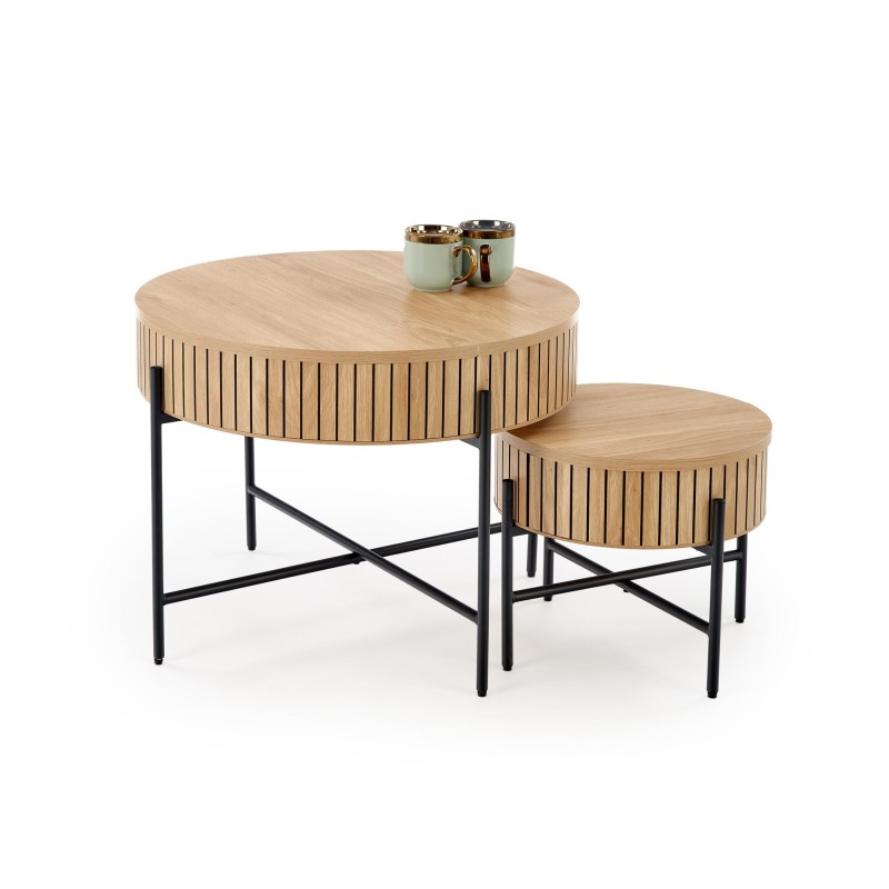 DANTE zestaw 2 ław, naturalny / czarny (1p 1zestaw)