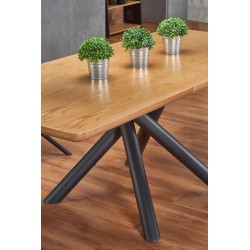 DERRICK stół rozkładany dąb naturalny / czarny (2p 1szt)