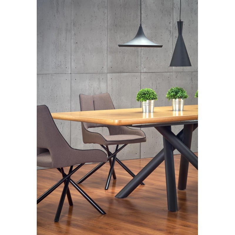 DERRICK stół rozkładany dąb naturalny / czarny (2p 1szt)