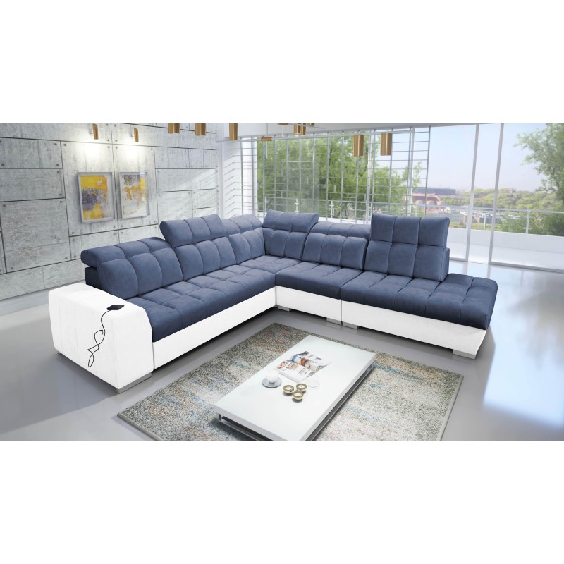 Esquina Prisma IX con función de cama, puerto USB y cajón para ropa de cama - Terciopelo | Apto para mascotas, Terra 76 + Ecocue