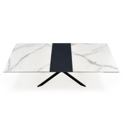 DIESEL stół rozkładany blat - biały marmur / c. popiel, nogi - czarny (2p 1szt)