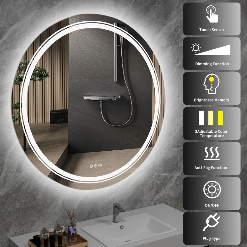 DOVER 80 lustro ścienne łazienkowe, srebrny (1p 1szt)