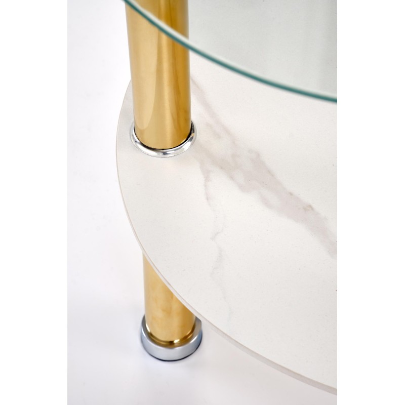 DUCAT S ława, biały marmur / transparentny / złoty