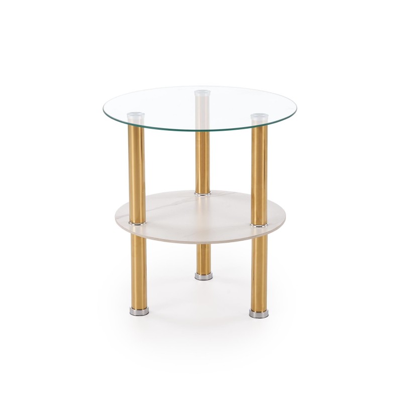 DUCAT S ława, biały marmur / transparentny / złoty