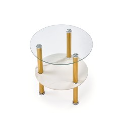 DUCAT S ława, biały marmur / transparentny / złoty