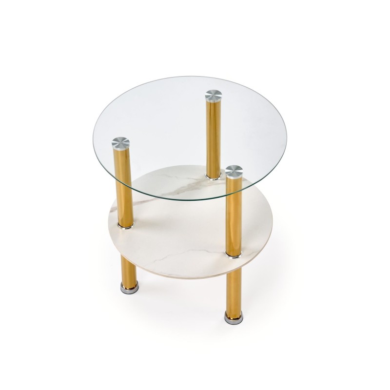 DUCAT S ława, biały marmur / transparentny / złoty