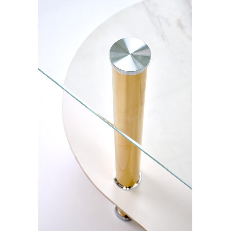 DUCAT ława, biały marmur / transparentny / złoty (2p 1szt)