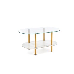 DUCAT ława, biały marmur / transparentny / złoty (2p 1szt)