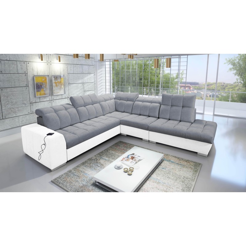 Prisma IX corner sofa with sleeping function, USB port, and bedding storage - Velvet | Pet friendly, Terra 92 + Eco-leather Prisma IX corner sofa with sleeping function, USB port, and bedding storage - Velvet | Pet friendly, Terra 92 + Eco-leather