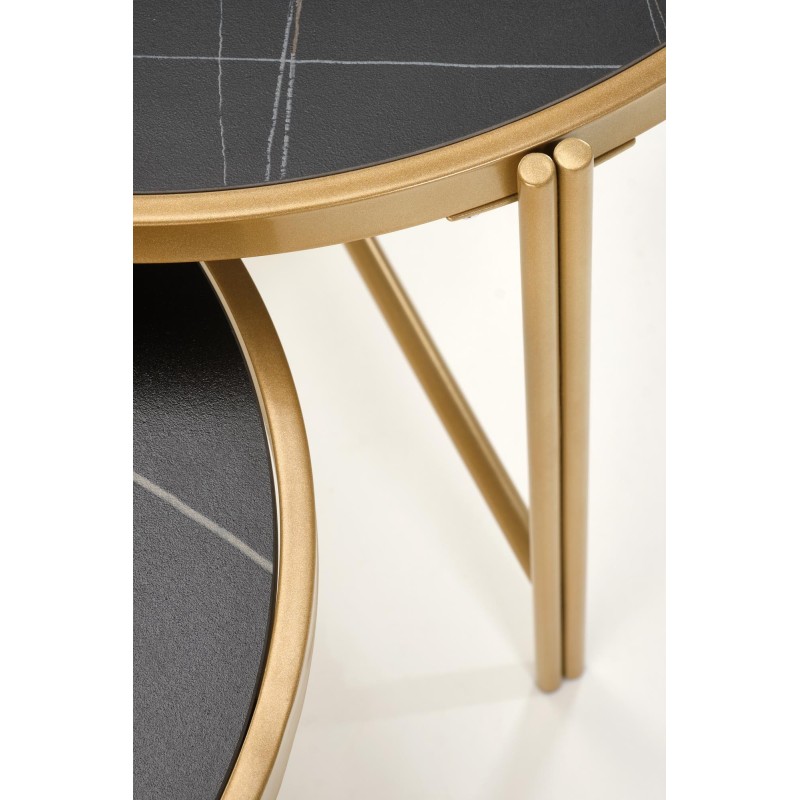 FATIMA zestaw 2 ław, czarny marmur / złoty (1p 1szt)