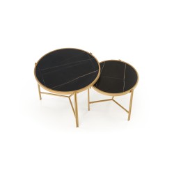 FATIMA zestaw 2 ław, czarny marmur / złoty (1p 1szt)