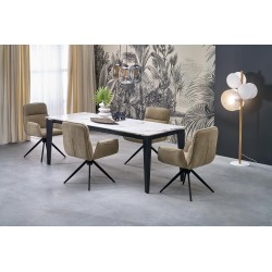 FELIX stół rozkładany, blat - biały marmur, nogi - czarny (2p 1szt)