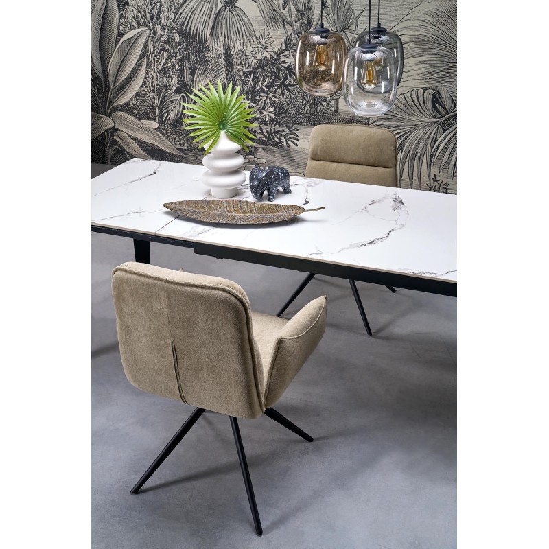 FELIX stół rozkładany, blat - biały marmur, nogi - czarny (2p 1szt)