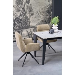 FELIX stół rozkładany, blat - biały marmur, nogi - czarny (2p 1szt)