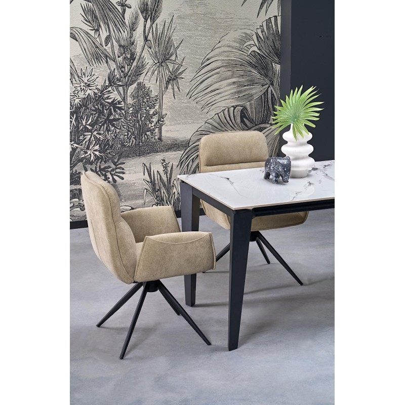 FELIX stół rozkładany, blat - biały marmur, nogi - czarny (2p 1szt)