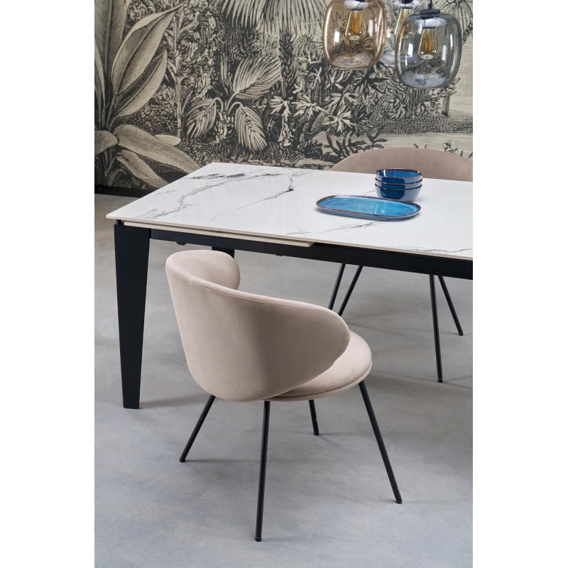 FELIX stół rozkładany, blat - biały marmur, nogi - czarny (2p 1szt)
