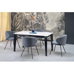 FELIX stół rozkładany, blat - biały marmur, nogi - czarny (2p 1szt)