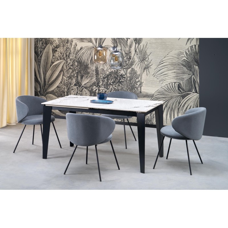 FELIX stół rozkładany, blat - biały marmur, nogi - czarny (2p 1szt)