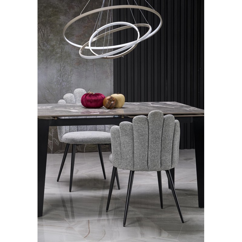 FELIX stół rozkładany, blat - popielaty marmur, nogi - czarny (2p 1szt)