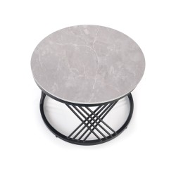 FLAMINGO zestaw 2 ław, popielaty marmur/ czarny (2p 1szt)