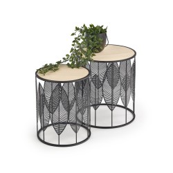 FOLLA zestaw 2 ław czarny / naturalny (1p 1szt)