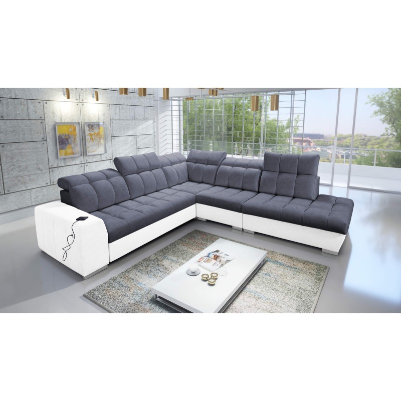 Prisma IX corner sofa with sleeping function, USB port, and bedding storage - Velvet | Pet friendly, Terra 96 + Eco-leather Prisma IX corner sofa with sleeping function, USB port, and bedding storage - Velvet | Pet friendly, Terra 96 + Eco-leather