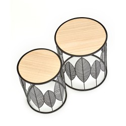 FOLLA zestaw 2 ław czarny / naturalny (1p 1szt)