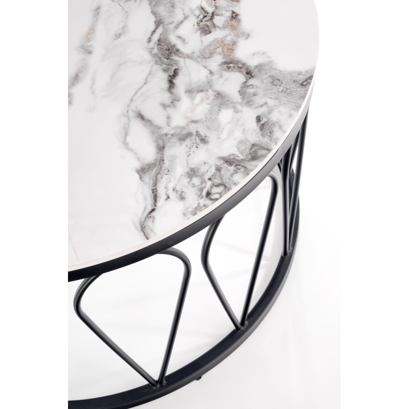 FORMOSA zestaw 2 ław, biały marmur / czarny (2p 1szt)