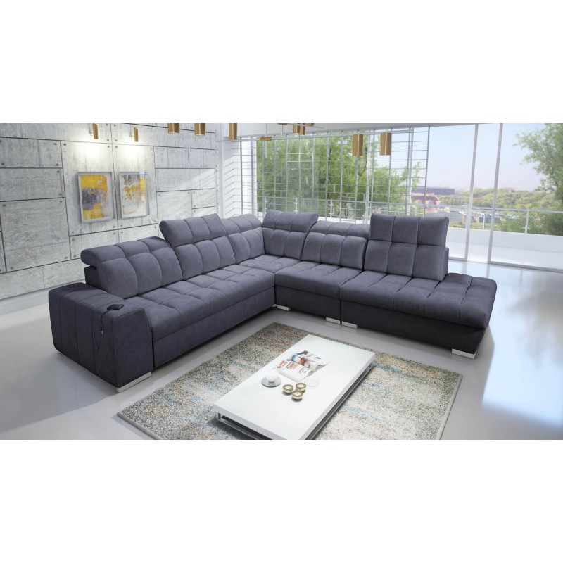 Prisma IX corner sofa with sleeping function, USB port, and storage for bedding - Velvet | Pet friendly, Terra 96 Prisma IX corner sofa with sleeping function, USB port, and storage for bedding - Velvet | Pet friendly, Terra 96