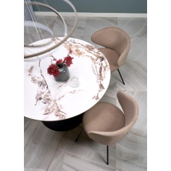 GARET stół okrągły, biały marmur / czarny (2p 1szt)