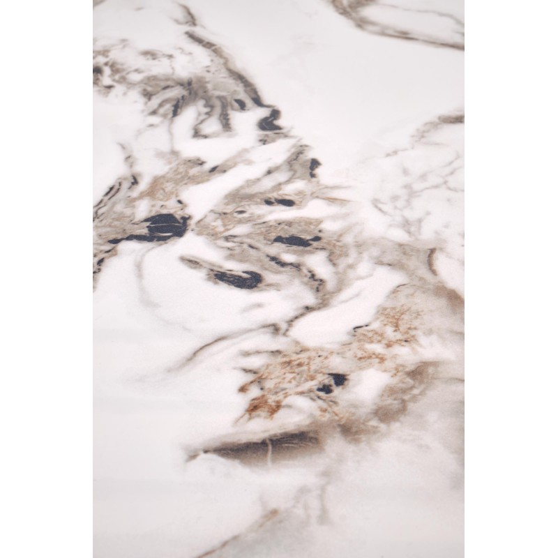 GARET stół okrągły, biały marmur / czarny (2p 1szt)