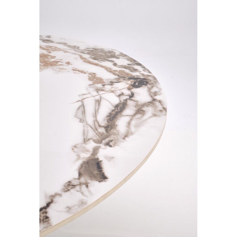 GARET stół okrągły, biały marmur / czarny (2p 1szt)