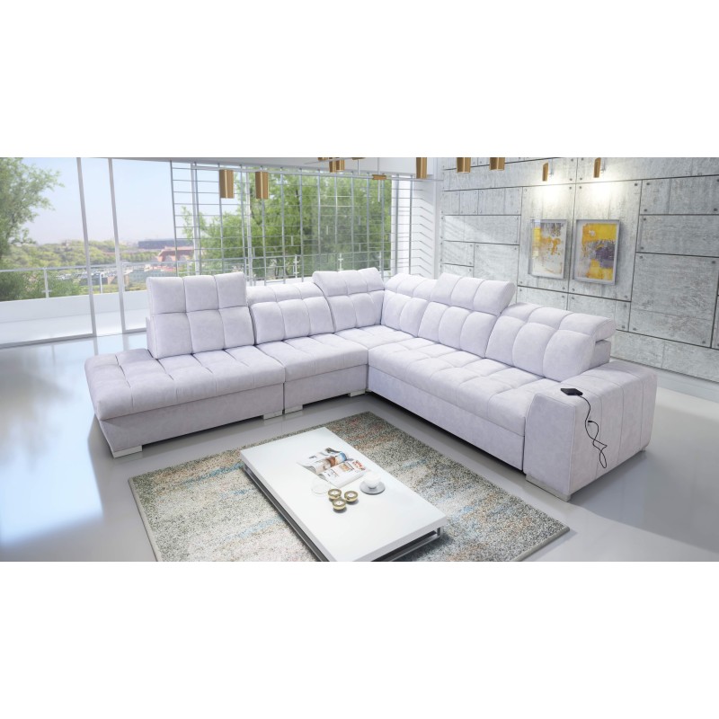 Prisma IX corner sofa with sleeping function, USB port, and bedding storage - Velvet | Pet friendly, Terra 80 Prisma IX corner sofa with sleeping function, USB port, and bedding storage - Velvet | Pet friendly, Terra 80