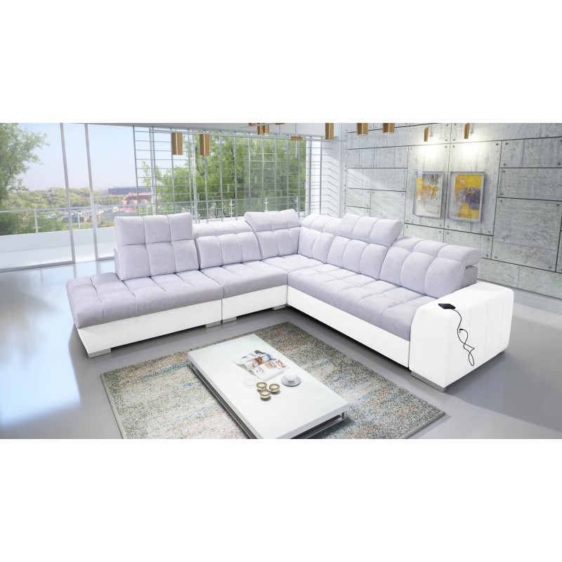Prisma IX Corner Sofa with sleeping function, USB port, and bedding storage - Velvet | Pet friendly, Terra 80 + Eco-leather Prisma IX Corner Sofa with sleeping function, USB port, and bedding storage - Velvet | Pet friendly, Terra 80 + Eco-leather