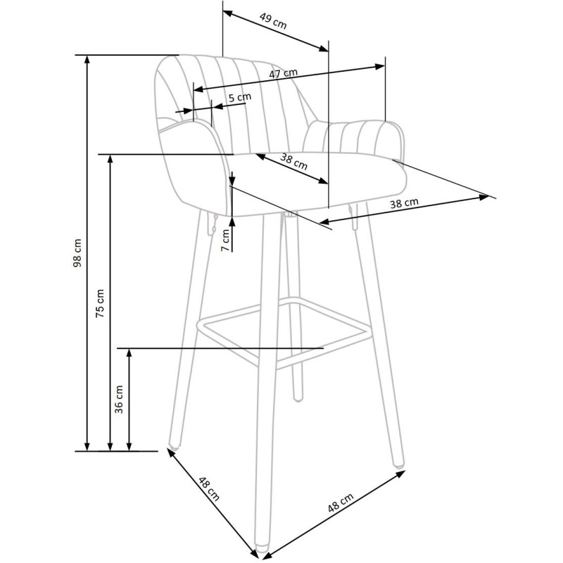H93 hoker nogi - orzech, tapicerka - ciemny popiel (1p 1szt)