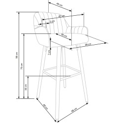 H93 hoker nogi - orzech, tapicerka - c. zielony (1p 1szt)