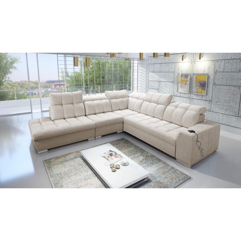 Prisma IX corner sofa with sleeping function, USB port, and bedding storage - Velvet | Pet friendly, Terra 13 Prisma IX corner sofa with sleeping function, USB port, and bedding storage - Velvet | Pet friendly, Terra 13