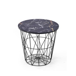 HARISSA_B ława stelaż - czarny, blat - czarny marmur (2p 8szt)