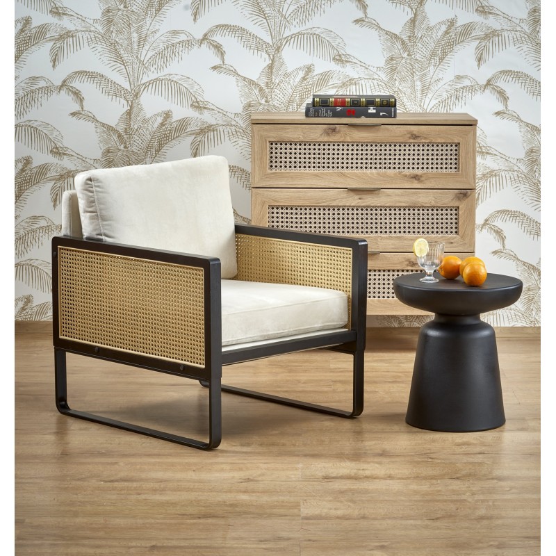 ILARIO fotel wypoczynkowy, czarny / naturalny (1p 1szt)