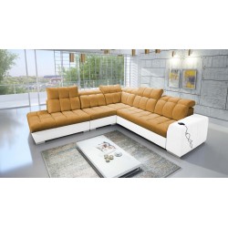 Prisma IX corner sofa with a sleeping function, USB port, and bedding container - Velvet | Pet friendly, Terra 48 + Eco-leather Prisma IX corner sofa with a sleeping function, USB port, and bedding container - Velvet | Pet friendly, Terra 48 + Eco-leather