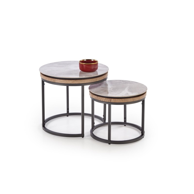 ITAKA zestaw 2 ław, popielaty marmur / grafitowy (1p 1szt)