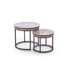 ITAKA zestaw 2 ław, popielaty marmur / grafitowy (1p 1szt)