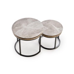 ITAKA zestaw 2 ław, popielaty marmur / grafitowy (1p 1szt)