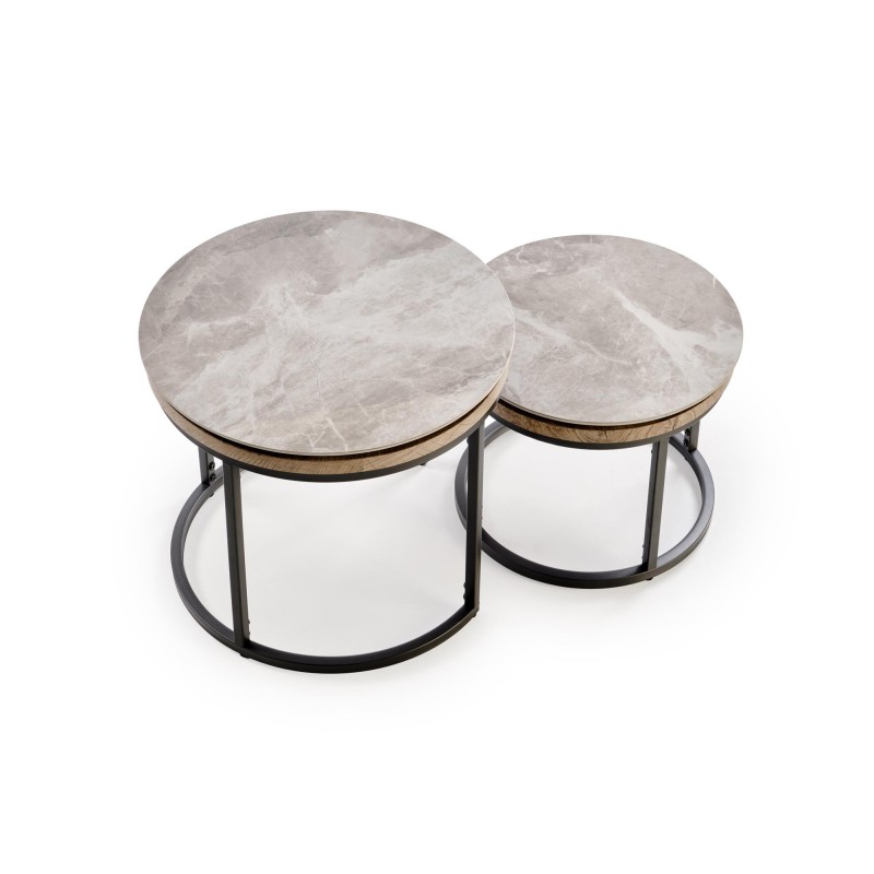 ITAKA zestaw 2 ław, popielaty marmur / grafitowy (1p 1szt)